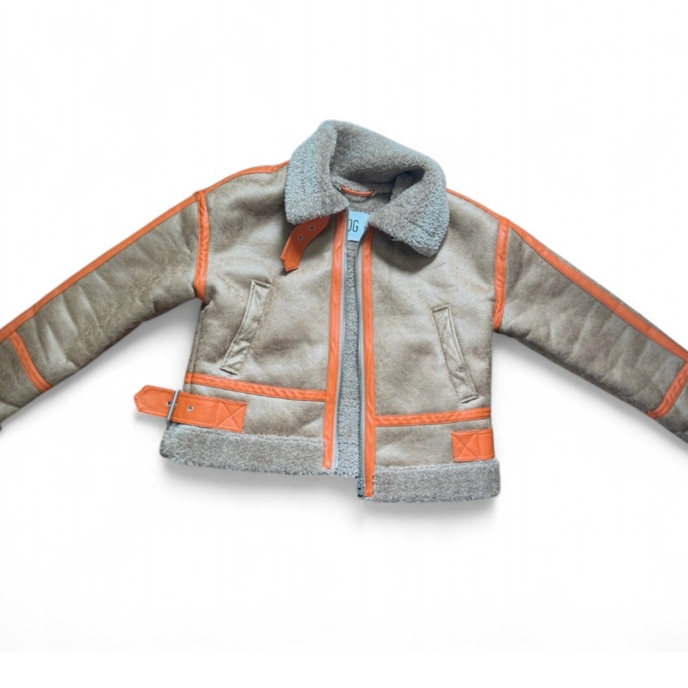 Brown and Orange Shearling Jacket